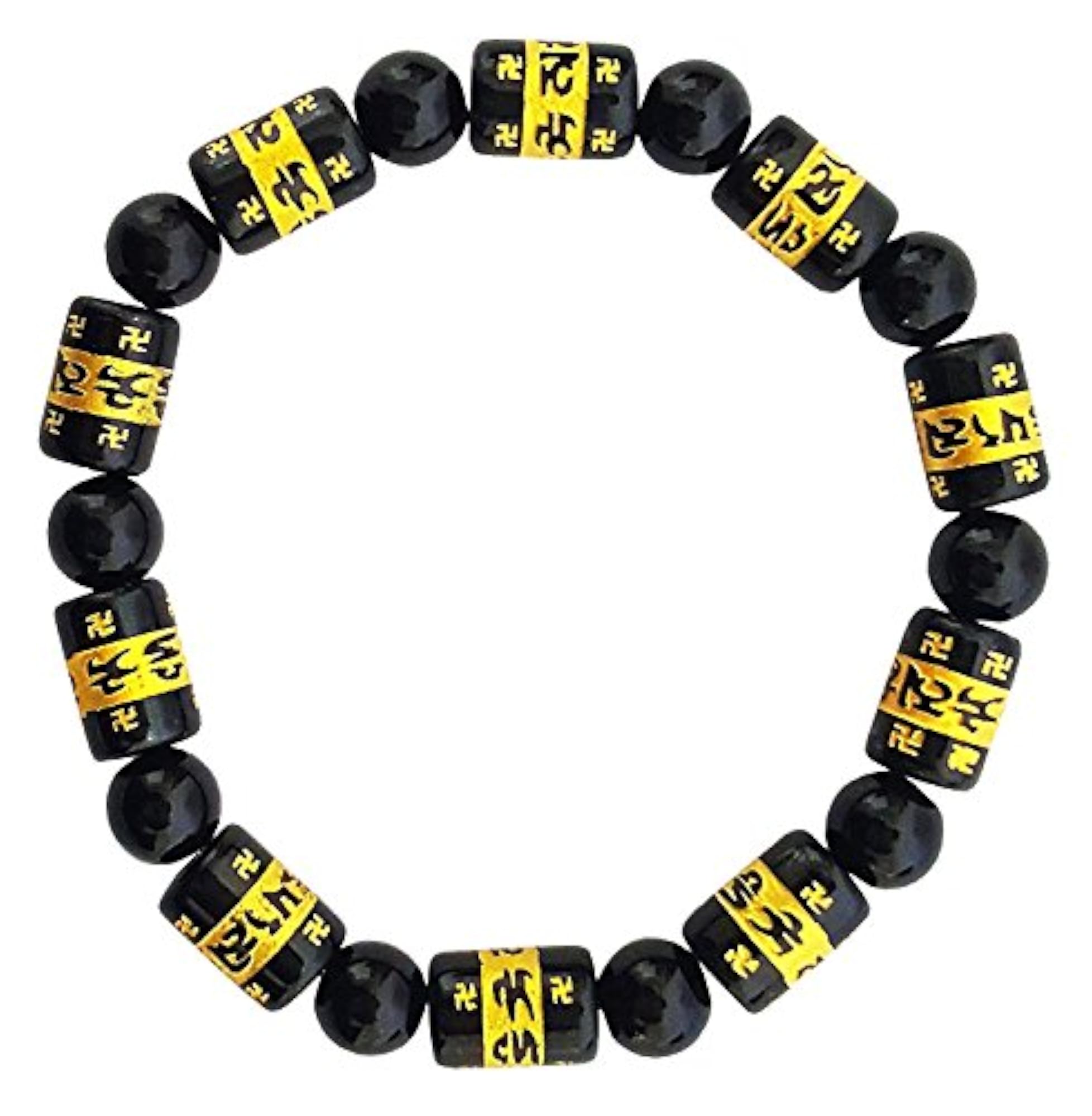 Buddhist Black Beads OM Mantra Bracelet, Unisex